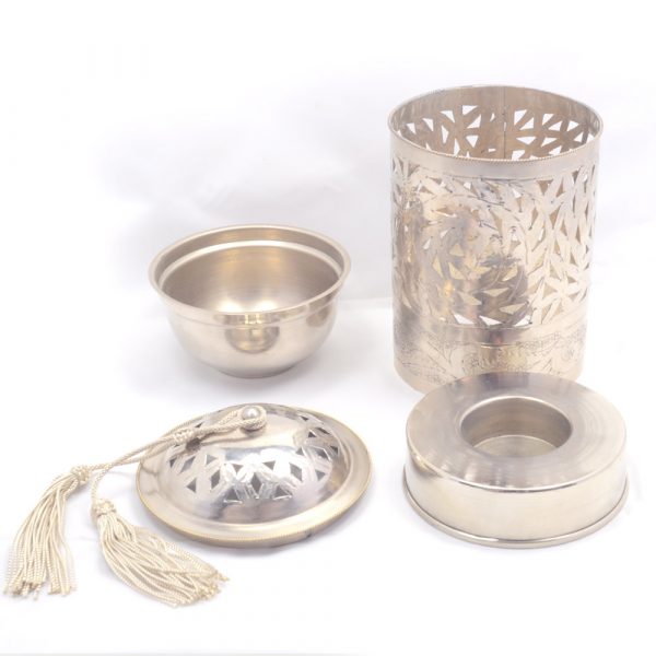 Orientalische Duftlampe Windlicht – Handarbeit aus Marrakesch (Silber) - Image 8