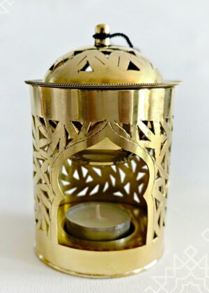 Orientalische handgefertigte Duftlampe aus Metall mit filigranem Muster und Teelicht